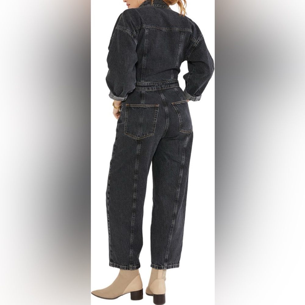 ÉTICA Liv Asymmetric Denim Black Jumpsuit | S - Picture 2 of 10